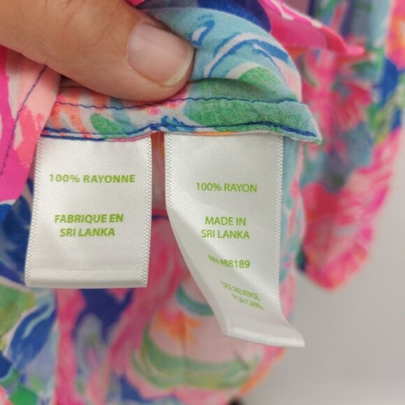 Lilly Pulitzer MARTINIQUE TOP Beckon Blue Jungle Utopia Small Blouse S - Picture 9 of 10